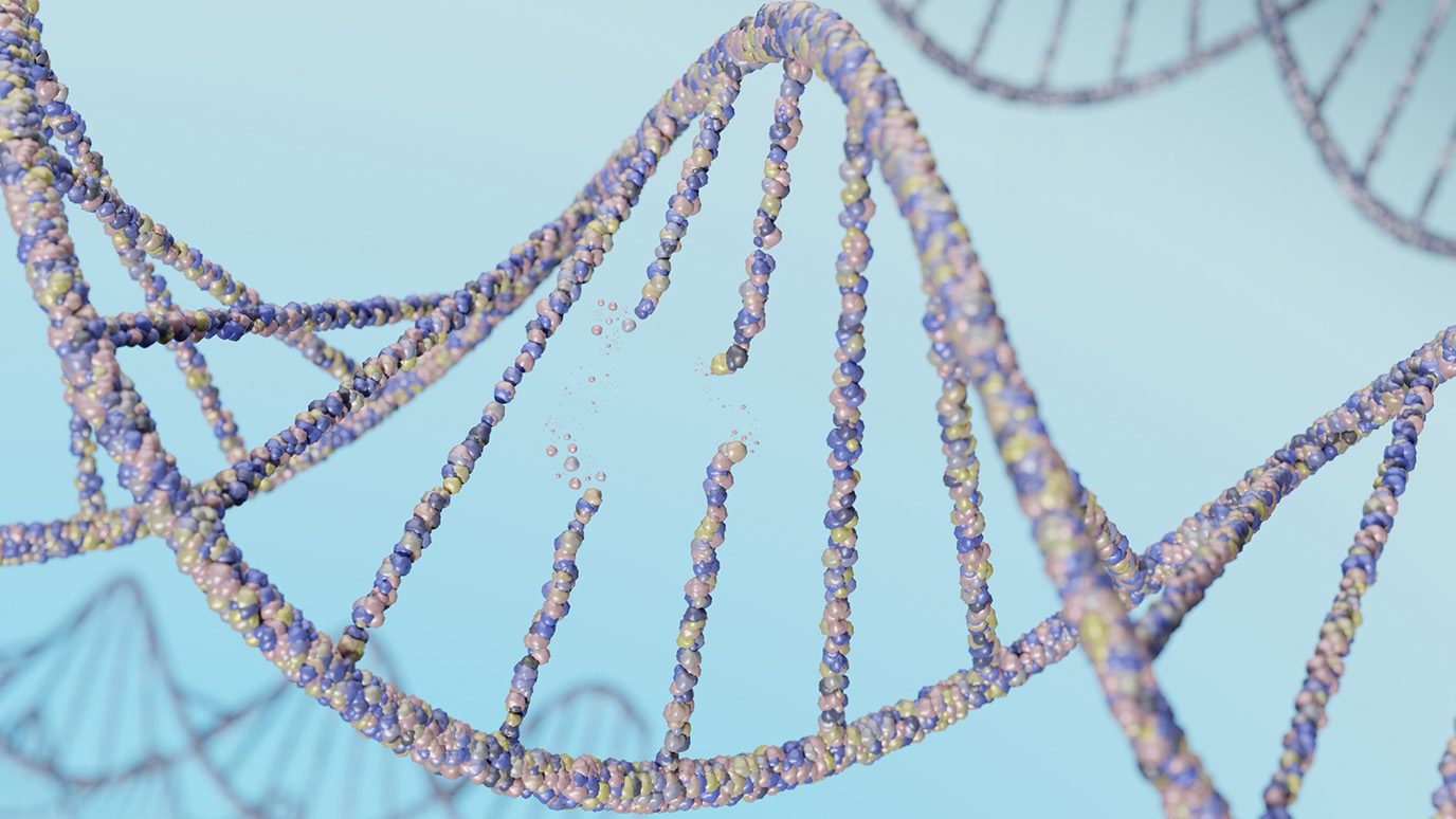 Illustration of damaged DNA strand