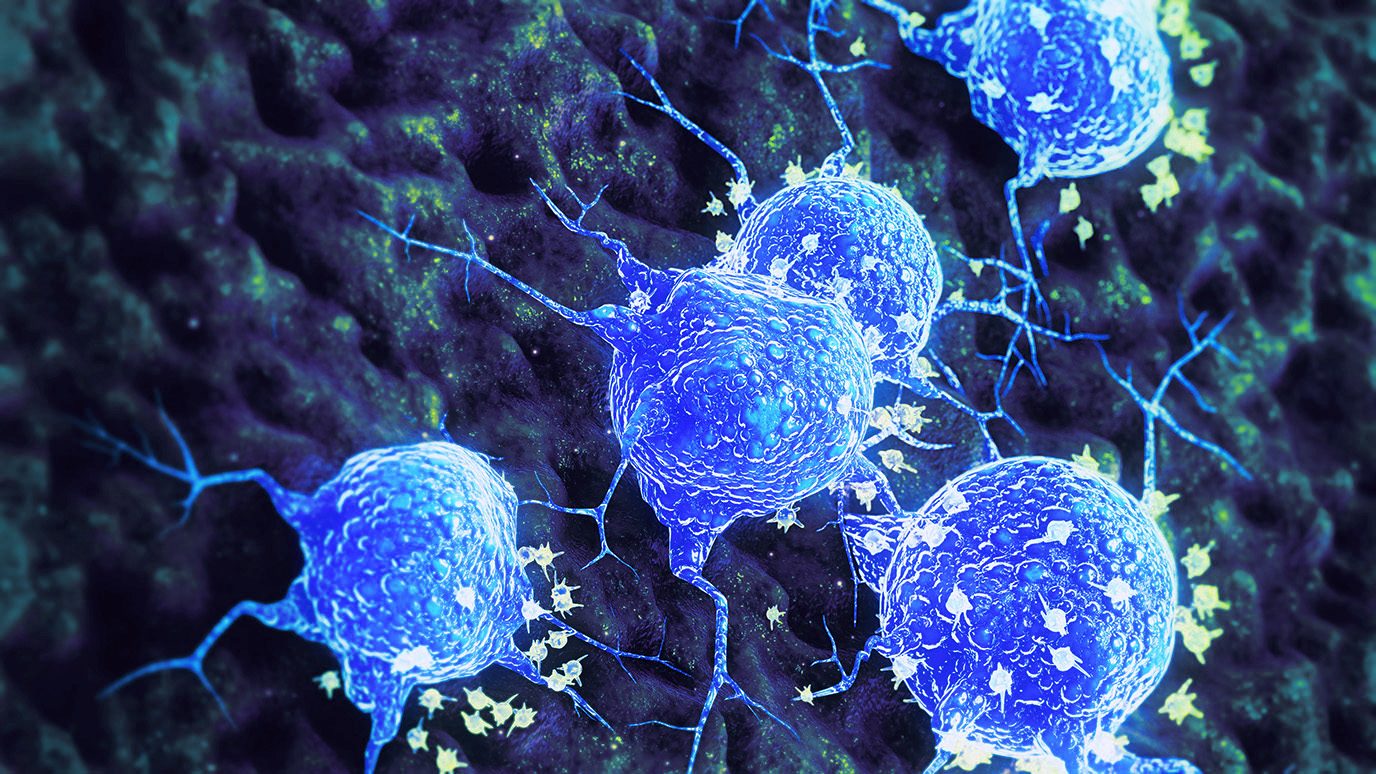 cancer cells shaded in blue