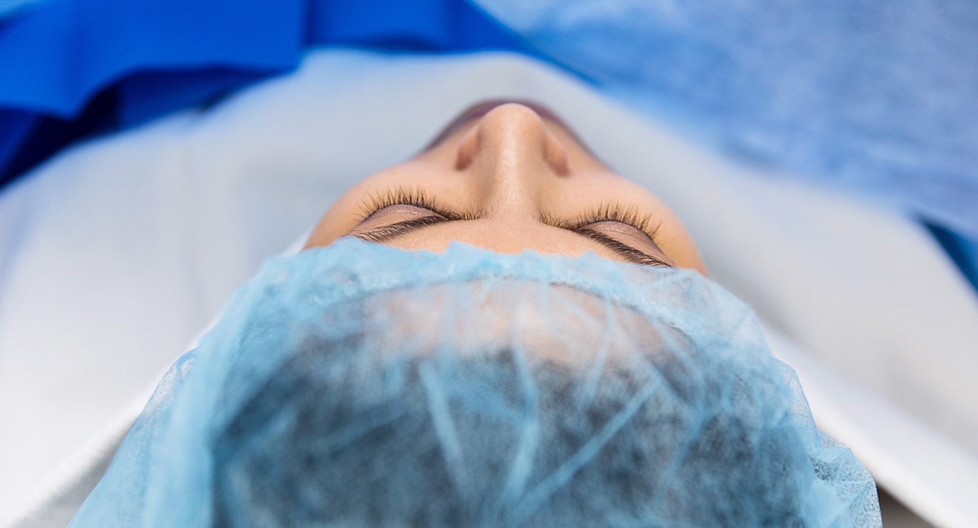 Woman is about to undergo anesthesia before a surgery