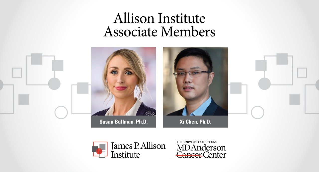Graphic showing Drs. Bullman and Xi Chen as Associate Members of the James P. Allison Institute